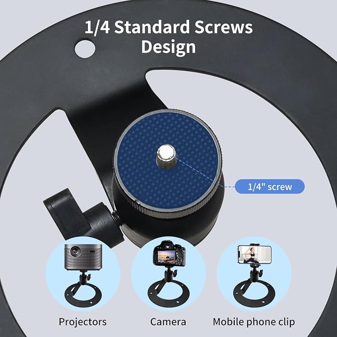 Projector Stand Table Tripod: Ballhead Angle 360 Degree Adjustable with 1/4" Screw for Most Projectors Webcams