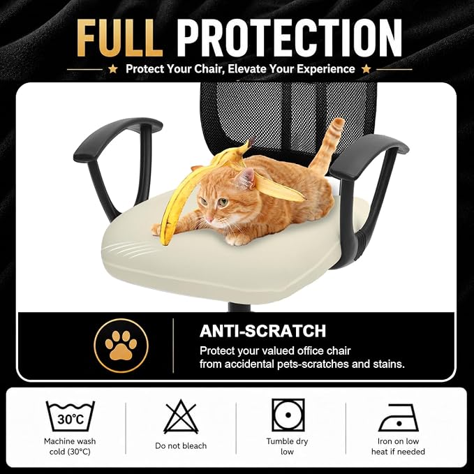 DIVA EN CAMINO DEC Stretchable Desk Office Chair Seat Cushion Covers - Universal Spandex Computer Chair Slipcover - Removable Washable Cushion Protectors for Dogs, Cats, Pets