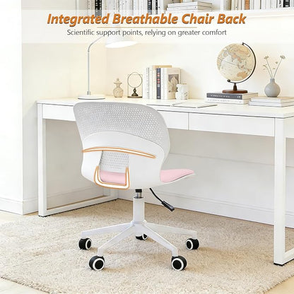 Home Office Chair, Armless Mid-Back Computer Desk Chair with Breathable Backrest and Padded Cushion, Height Adjustable Swivel Ergonomic Task Chair for Home, Work, Study