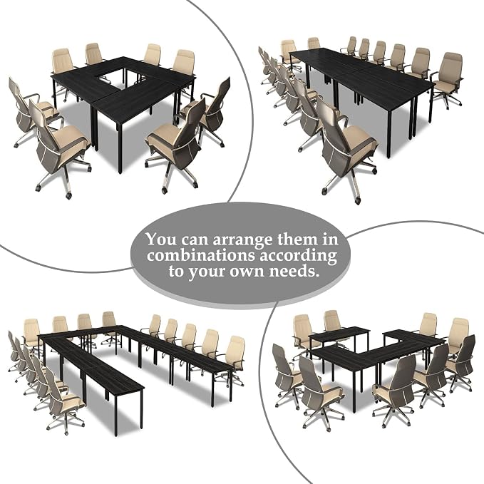 Bonzy Home Conference Table 9FT Office Computer Table for Meeting Room, Study Writing Printer Podcast Table for 8 People, Black, 2PCS, 110.2"x23.6"x29.5"