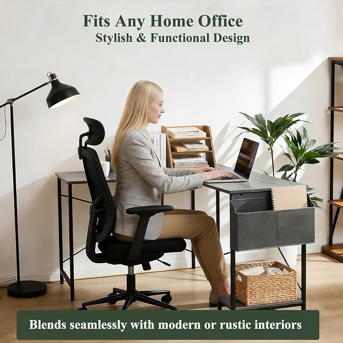 L Shaped Desk, 50 Inch Reversible Computer Desk Corner Gaming Table with CPU Stand & Storage Bag, Sturdy Metal Frame PC Workstation for Home Office