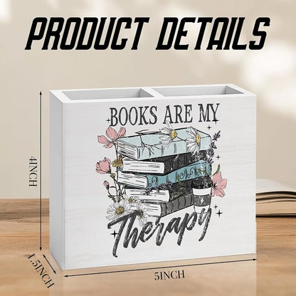 Book Gifts for Book Lovers Reader Writer Librarian Inspirational book Wooden Pencil Holder desk decor for Library Office Home Christmas Birthday Holder2824