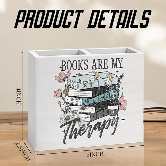 Book Gifts for Book Lovers Reader Writer Librarian Inspirational book Wooden Pencil Holder desk decor for Library Office Home Christmas Birthday Holder2824
