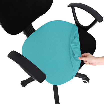 Smiry Stretch Jacquard Office Computer Chair Seat Covers, Removable Washable Anti-dust Desk Chair Seat Cushion Protectors - Aqua
