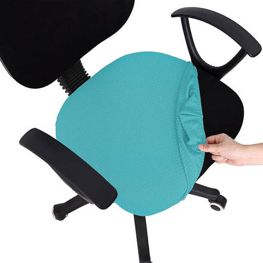 Smiry Stretch Jacquard Office Computer Chair Seat Covers, Removable Washable Anti-dust Desk Chair Seat Cushion Protectors - Aqua