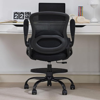 Kids Desk Chair,Ergonomic Study Chair with Adjustable Height,Swivel Mesh Desk Chair with Wheels,Home Office Chair for Children in Home Bedroom Black