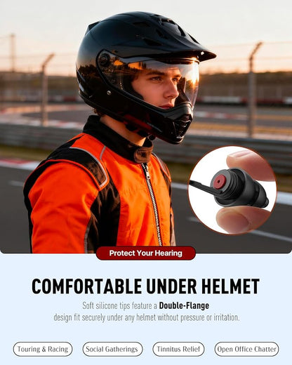 Motorcycle Ear Plugs for Wind Noise Reduction, 2 Pairs Reusable Motorcycle Accessories - Moto Earplugs, Soft Comfortable Hearing Protection for Motorbike, Touring, Racing, Riding - 25dB, Biker Gifts