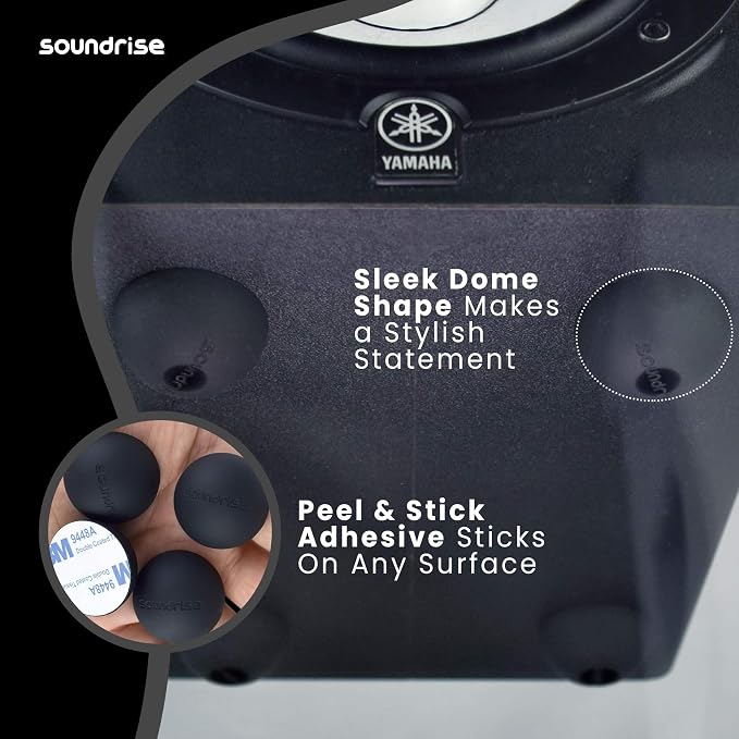 Soundrise DOMES Isolation Pads - Sound Dampening & Anti-Vibration Silicone Feet - Audio Isolation Feet for Subwoofers, Speakers & Turntables - Peel & Stick, Durable Class-A Silicone, Non-Slip (4-Pack)