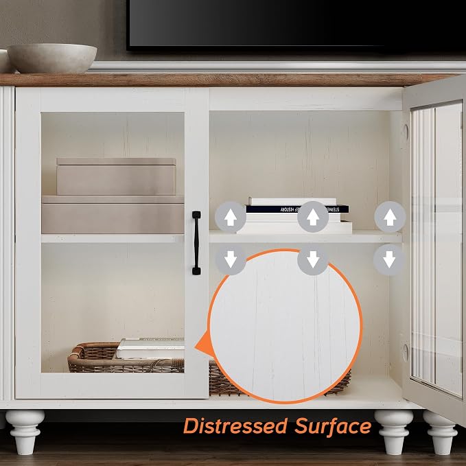 WAMPAT Home Office Furniture Set, 56" Executive Desk with Charging Station, 72" Tall Bookcase with 4 Glass Doors, Wood Computer Desk with File Cabinet Storage, Open Shelf, White