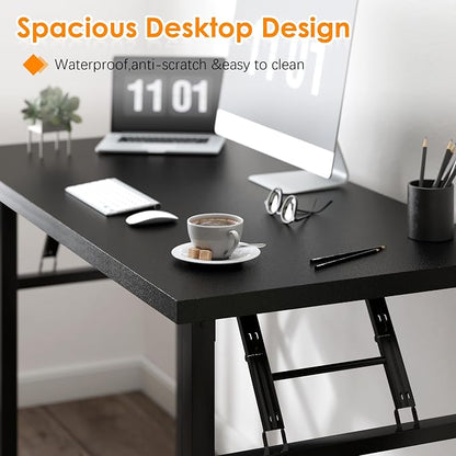 Need Office Computer Desk - 54.3L Sturdy and Heavy Duty Folding Laptop Table, Writing Table Home Office Desk, No Assembly Required Black