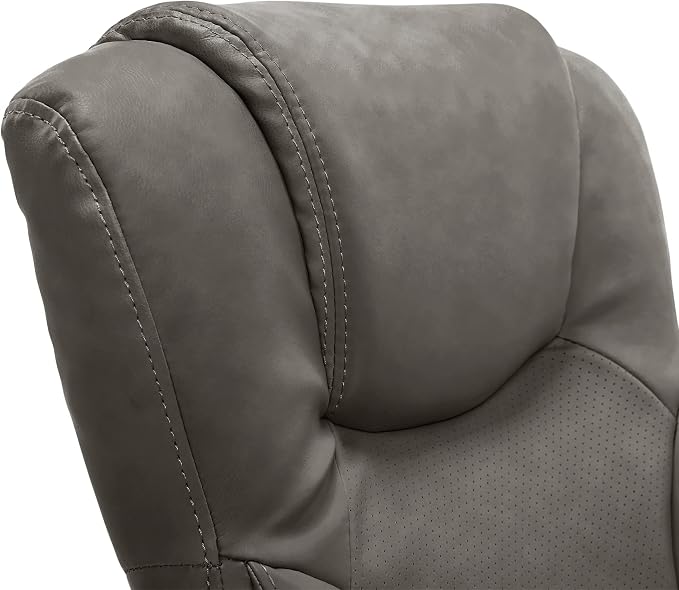 Serta Connor Executive Office Chair, Ergonomic Computer Chair with Layered Body Pillows, Contoured Lumbar, Adjustable Seat Height, Bonded Leather, Gray