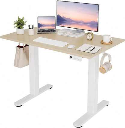 Claiks Electric Standing Desk 40x24 Inches, Adjustable Height Motorized Sit Stand Desk with 3 Memory Presets&Cable Management, Space-Optimized Computer Workstation for Home Office&Bedroom, Nature