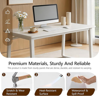 Small Office Computer Desk, Simple Style Writing Desk Waterproof and Scratch-Resistant,Sturdy Study Writing Desk with Wooden Tabletop and Metal Frame for Bedroom, Living Room, Bedroom