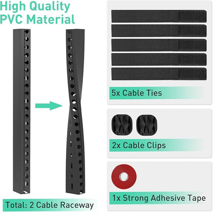 ENONCI Updated Cable Raceway Kit - 154 (10x15.4) Inch Open Slot Wire Covers for Cords, Under Desk Cable Management System to Hide Under Desk/Tv/Computer/Net/Power Cords, (Pack 10)