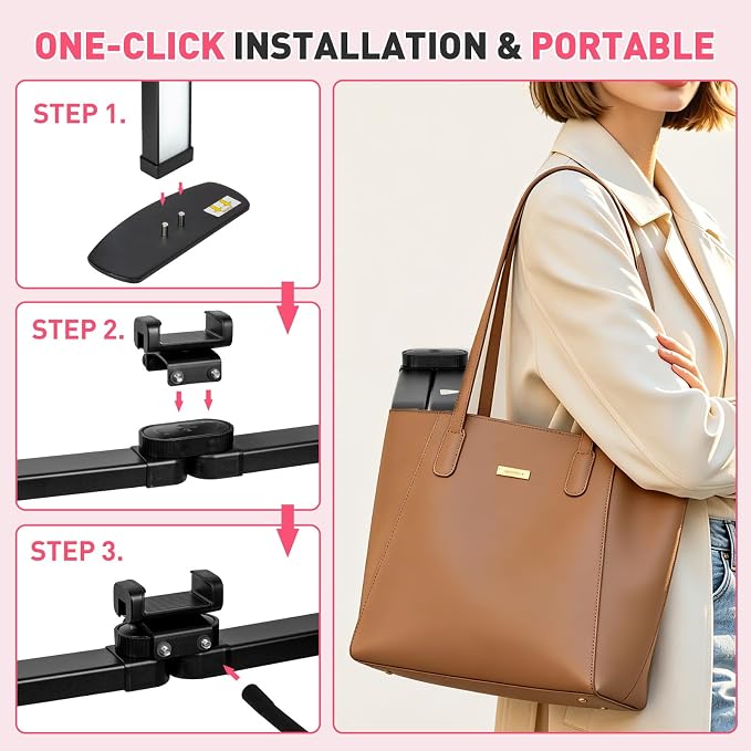HITTI LED Half Moon Nail Desk Lamp, 30" Foldable Arch Light with 5X Magnifier & Phone Holder for Manicure, Handicraft, Art, Eyelash Extensions - Adjustable Brightness, 3 Color Modes, Home & Salon