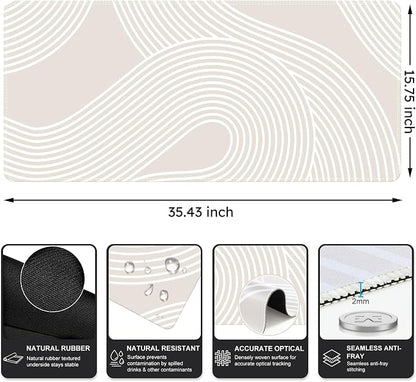 iCasso Big Desk Pad, XXL Extended Gaming Mouse Pad, Large Mouse Pad for Desk Rubber Base Mousepad with Stitched Edges, Keyboard Mouse Mat for Work, Game, Office, Home, Lines
