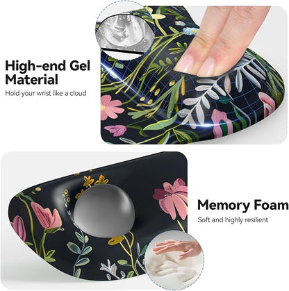 TECKNET Gel Mouse Pad with Wrist Rest, 3 in 1 Keyboard Wrist Rest for Pain Relief, Non-Slip PU Base & Easy Typing, Ergonomic Mousepad Set for Office & Home