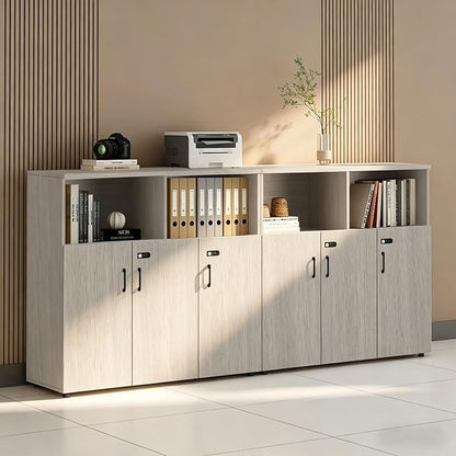 File Cabinet with Password Lock, Wood Lateral Filing Cabinet for Letter/A4 Files, 3 Drawer with Door, Printer Stand with Open Shelves for Home Office