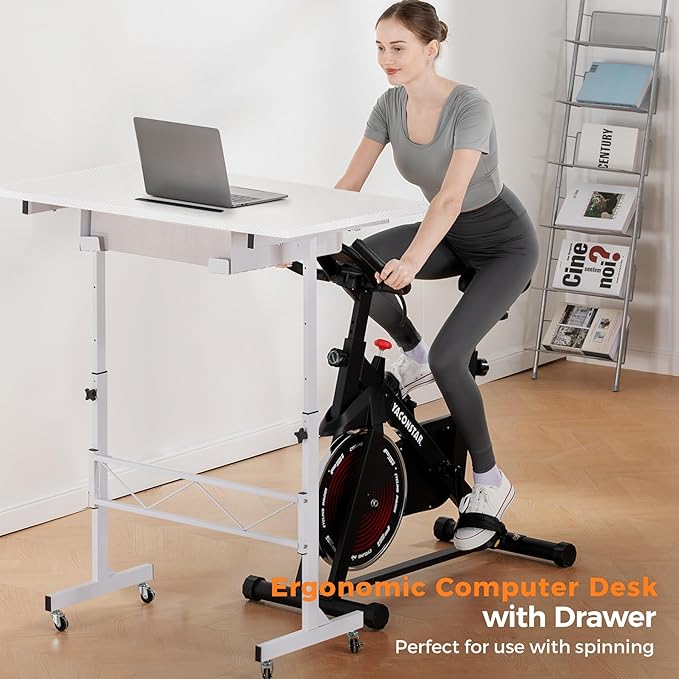 GTPLAYER Small Standing Desk Adjustable Height Small Computer Desk Mobile Portable Rolling Laptop Table with Wheels 32" Computer Workstation Sit Stand Desks Portable Standing Table Treadmill desks