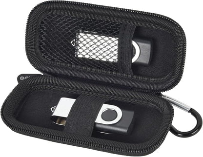 USB Flash Drive Case, SD Card Holder Compatible with Thumb Drive, Memory Cards, SDXC SDHC Storage Bag, Electronic Accessories Organizer for SanDisk for Samsung for Inland (All Black)