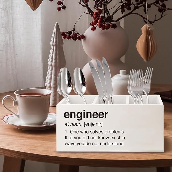Engineer Gifts Wooden Pen Pencil Holder for Office Desk Accessories, Best Engineering Gifts Makeup Brush Toothbrush Holder Organizer for Bathroom
