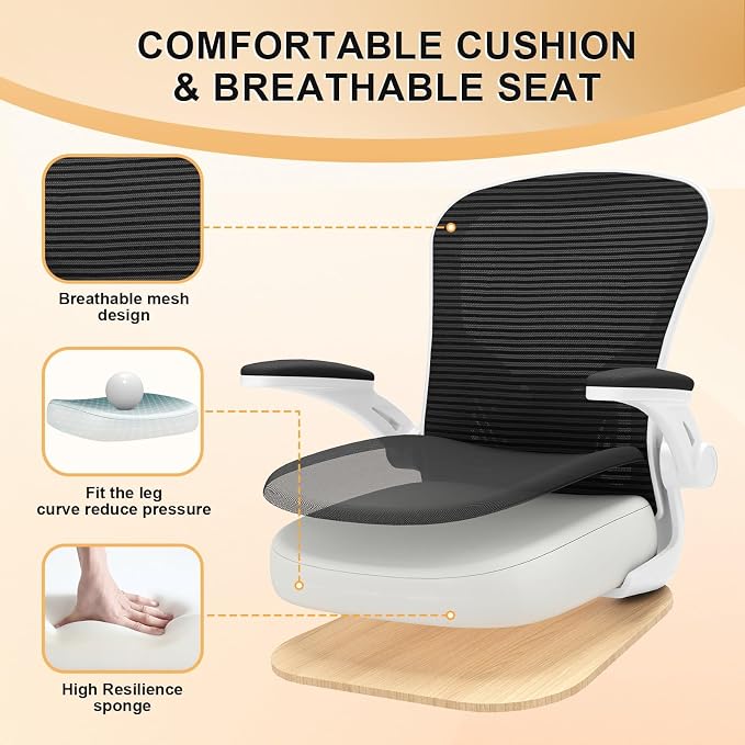 Office Chair, Ergonomic Desk Chairs 330LBS Capacity High Back Mesh Computer Chair with Flip-up Armrests, Comfy Work Chair with Adjustable Lumbar Support