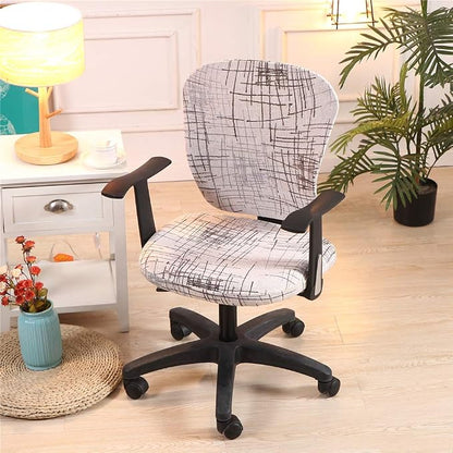 Jinzio Computer Office Chair Cover - Split Protective & Stretchable Cloth Polyester Universal Desk Task Chair Chair Covers Stretch Rotating Chair Slipcover, Misty Grey