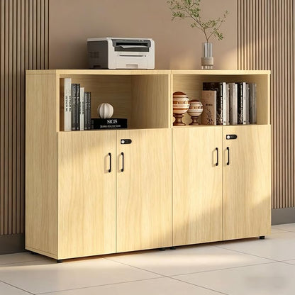 File Cabinet with Password Lock, Wood Lateral Filing Cabinet for Letter/A4 Files, 3 Drawer with Door, Printer Stand with Open Shelves for Home Office