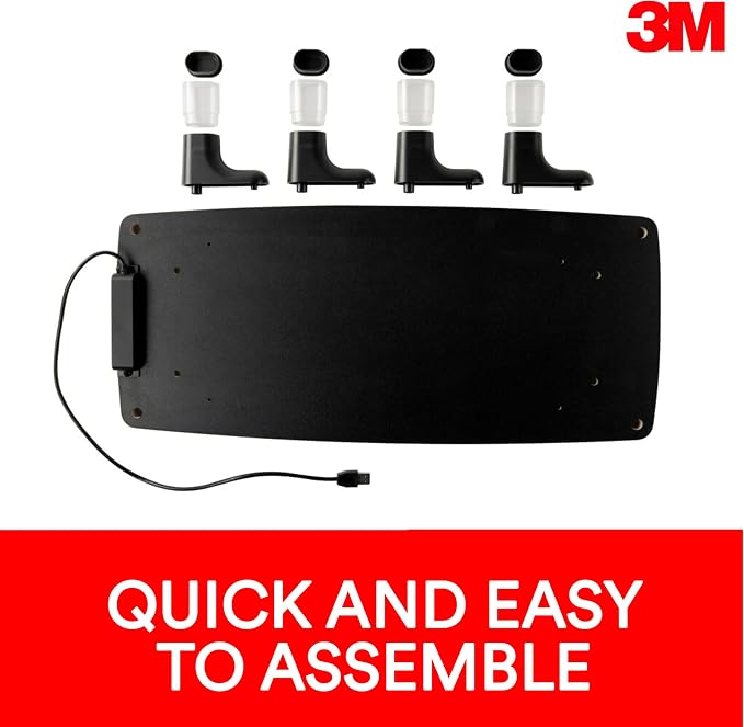 3M Adjustable Monitor Stand with 4-Port USB Hub, Black, Great for Computer Monitors, Laptops, TVs, Speakers, Printers and More