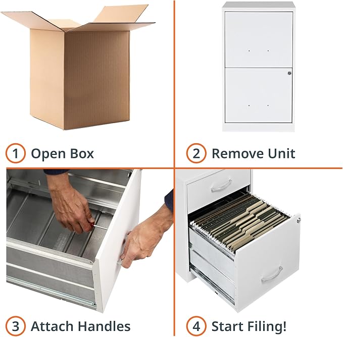 NuSparc 2 Drawer Locking Filing Cabinet | Pre-Assembled Steel Construction | Space-Saving Design is Perfect for Home and Small Office | Letter-Size | Assembled in North America