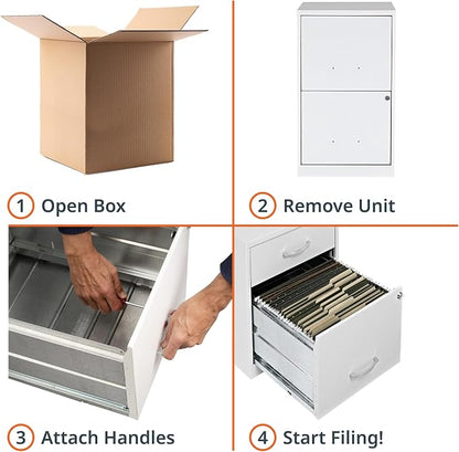 NuSparc 2 Drawer Locking Filing Cabinet | Pre-Assembled Steel Construction | Space-Saving Design is Perfect for Home and Small Office | Letter-Size | Assembled in North America