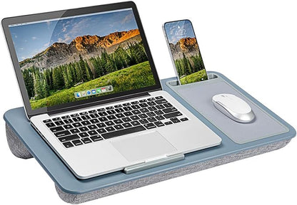 LAPGEAR Home Office Lap Desk with Device Ledge, Mouse Pad, and Phone Holder - Slate Blue - Fits up to 15.6 Inch Laptops - Style No. 91523