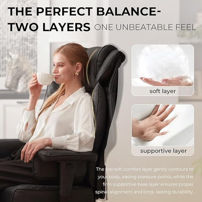 Dowinx Big and Tall Office Chair 400 Lbs with Rotating Massage Lumbar Support, Wide Thick Seat Cushion and Adjustable Armrest,Computer Gaming Chairs with Footrest,Black