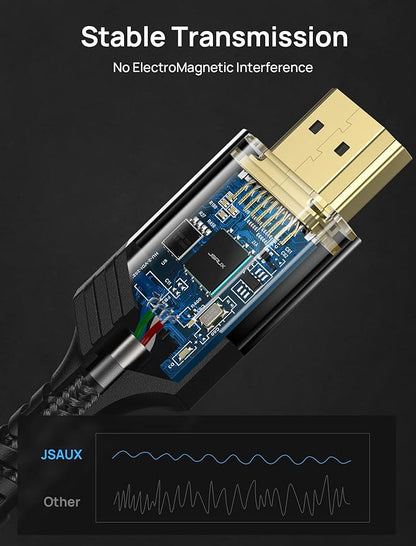 JSAUX 10K HDMI 2.1 Cables 6FT 2-Pack 48Gbps 8K & 4K Ultra High Speed Cords(8K@60Hz 7680x4320, 4K@120Hz) eARC HDR10 HDCP 2.2 & 2.3 3D, Compatible with PS5/PS4/X-Box/Roku TV/HDTV/Blu-ray/LG/Samsung QLED
