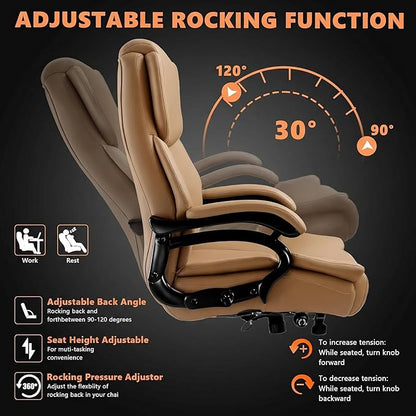 Indulgear 500lbs Big and Tall Office Chair for Heavy People,Heavy Duty Comfy Office Chair,High Back Executive Computer Chair with Lumbar Support, Rubber Wheel