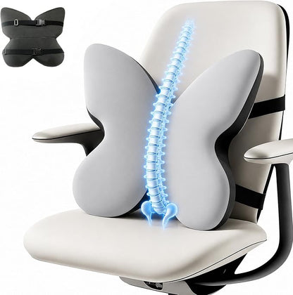 Memory Foam Lumbar Support Pillow,Back Support for Office Chair,Back Pillow for Chair,Ergonomic Lower Back Cushion for Desk Chair,Computer Chair,Gaming Chair and Car Seat,Washable Cover(Gray)
