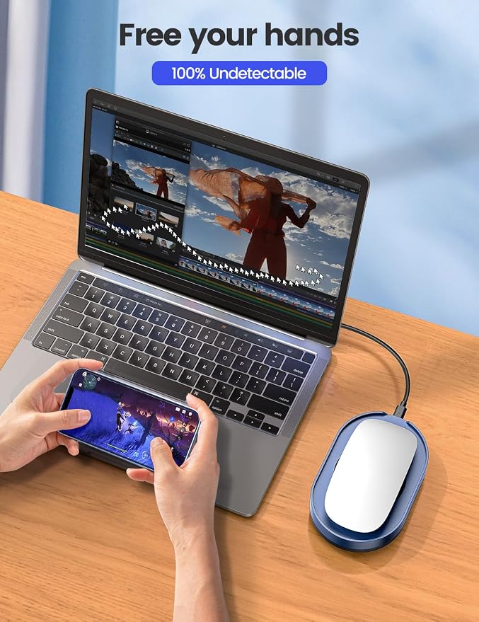 Vaydeer Undetectable Mouse Mover, M3 Mouse Jiggler Device with ON/Off Switch, Driver-Free Shaker Wiggler Mouse Movement Simulation for Computer Awakening, Gift Ideal for Men/Women (River Blue)