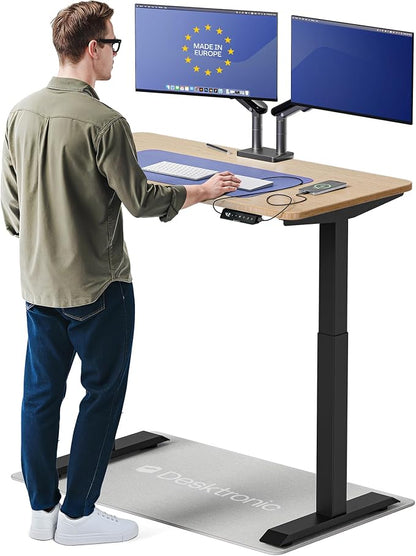 Desktronic HomeOne Standing Desk 48x24 — Ergonomic Sit Stand Home Office Desk, Made in Europe, Electric Dual Motor Height Adjustable, USB & USB-C Charging, Wobble-Free, Touchscreen, 3 Memory Presets