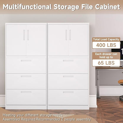 Metal File Cabinets, Lateral Filing Cabinet with 3 Drawers, 65" H File Caninet for Home Office, Office Storage Caninets with Adjustable Shelves for Letter/Legal / A4 - Assembly Required