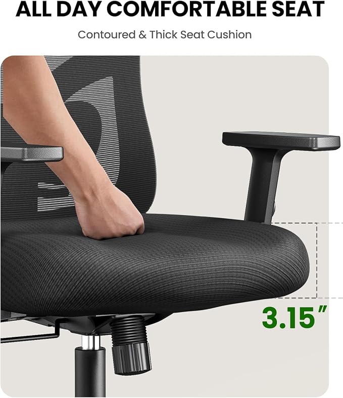 Marsail Ergonomic Office Chair Ergonomic Gaming Chair with Lumbar Support, 2D Headrest, Adjustable Armrests, Contoured Seat Cushion, Computer Desk Chair with Wheels for Home and Office, Pack of 5