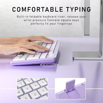 Wireless Keyboard and Mouse, 2.4GHz Cordless Keyboard Mouse Combo, Optical Mouse, Plug and Play USB Receiver, Compatible with Windows, Mac, Laptop, and PC（White Purple）
