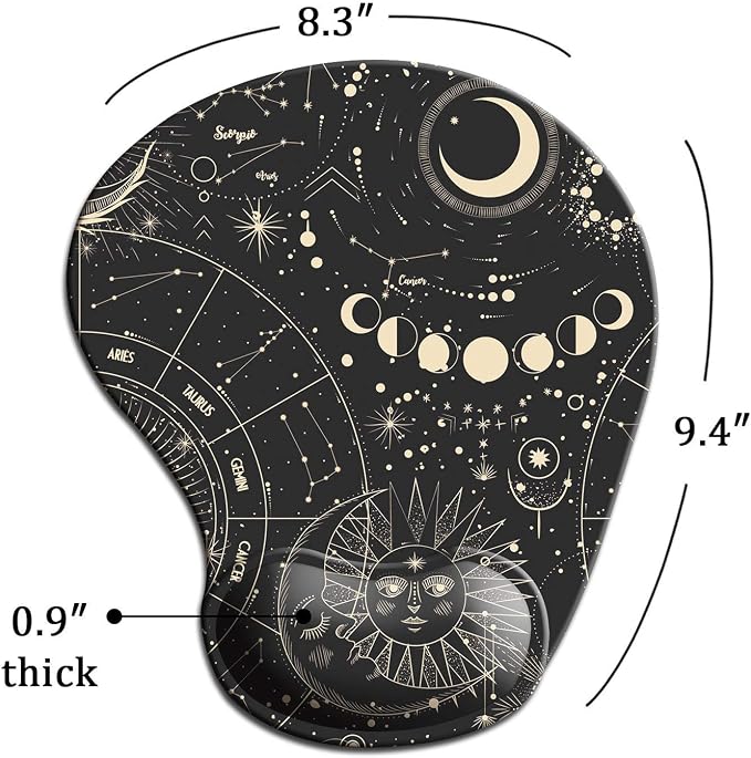 DOOKE Ergonomic Mouse Pad with Wrist Support, Cute Mouse Pads with Non-Slip Rubber Base for Home Office Working Studying Easy Typing & Pain Relief Moon Sun