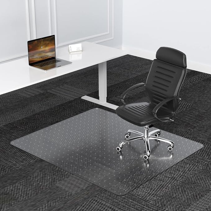 Office Chair Mat, 45" x 53" Clear Carpet Chair Mats for Low Pile Carpeted Floors Home Office, Studded Floor Mat for Office Chair on Carpet