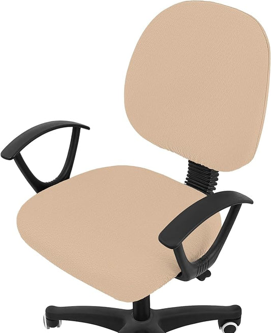 Smiry Stretch Jacquard Office Computer Chair Covers, Removable Washable Universal Desk Rotating Chair Slipcovers Protector, Seat + Backrest Cover, Khaki