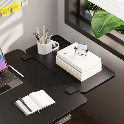 PEGZONE Desk Extender Tray, 24" x 12", with Laptop Holder, Medium, Black | Desk Extension, Clamp on Desk Shelf, Clamp On Keyboard Tray for Office and Home, Workstation Organizer