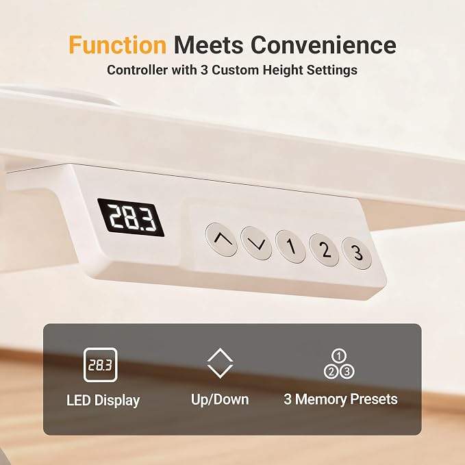 YDN Electric Standing Desk, 40 x 24 Inches Adjustable Height Stand up Desk with Cable Management, Home Office Desks with Splice Board & Frame, Warm White