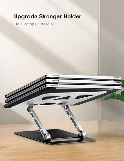 Aoviho Adjustable Laptop Stand for Desk,Portable Laptop Stand Holder and Riser,Foldable Aluminum Notebook Computer Stands for MacBook Air Pro HP Lenovo Dell Samsung, 10-15.6 inch (Silver-Gray-Black)