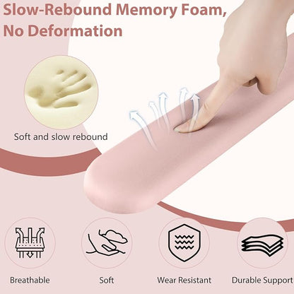 Sushret Mouse Pad and Keyboard Wrist Rest, 3-in-1 Gel Memory Foam Ergonomic Mouse Pad with Wrist Rest Set, Gaming Mousepad Arm Cushion Support for Computer Office Desk Accessories Cute Setup, Pink