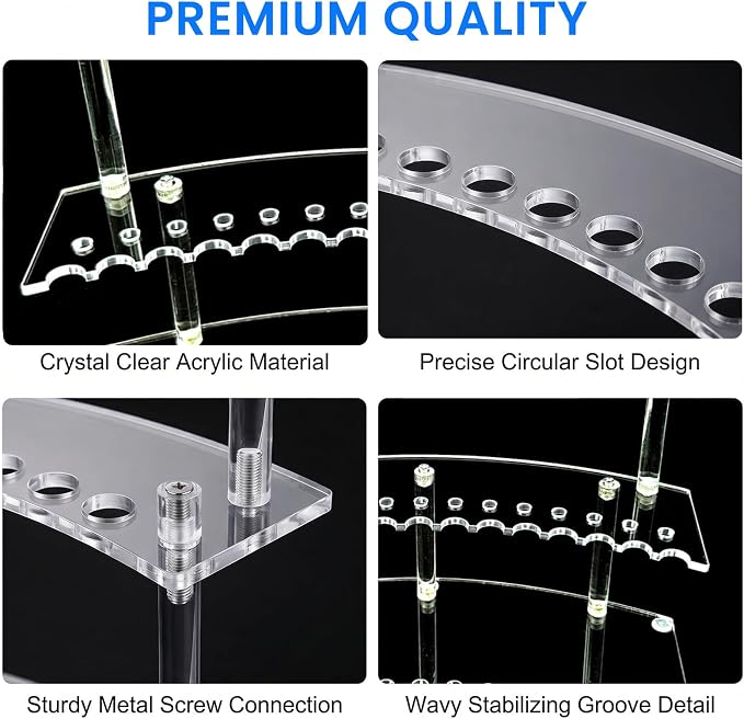 2-Tier Acrylic Pen Display Stand 30 Slot Pen Holder Organizer for Pens Makeup Brushes Art Supplies