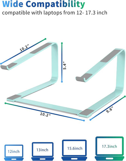 SOUNDANCE Laptop Stand for Desk, Ergonomic Metal Computer Riser for 12-17.3 Inch Laptops, Heavy Duty Stable Desktop Holder, Improves Eye Level & Workspace Organization, Blue